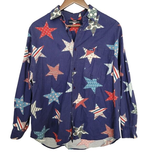 Guess Other - Vintage Guess By Georges Marciano Star Patch Shirt Mens Size M Preppy 80s